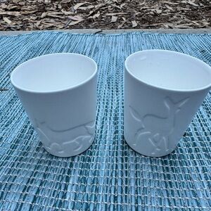 IKEA White Embossed Ceramic Votive Holders Forest Creatures